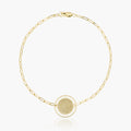 Round Fingerprint Pendant with Open Border Paperclip Bracelet