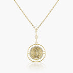 Round Miraculous Medal with Open Border Necklace
