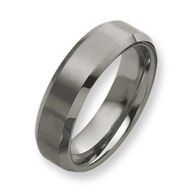Tungsten Beveled Edge Approx. 0.28 Inch Brushed and Polished Wedding Band