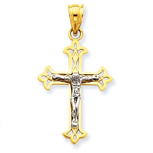 14K Two-Tone Gold Crucifix Pendant