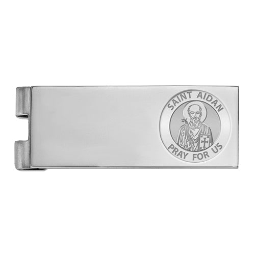 Stainless Steel Engravable Saint Aidan Money Clip