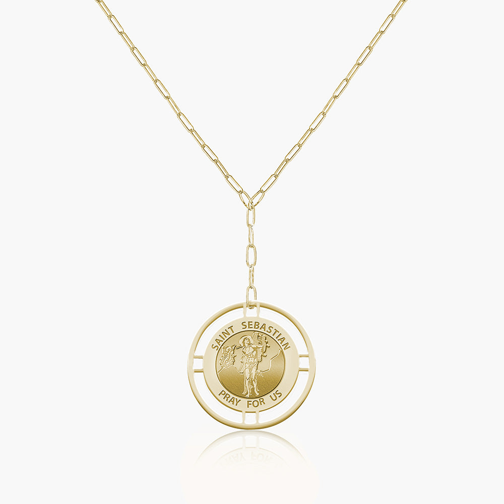 Round Saint Sebastian Medal with Open Border Necklace