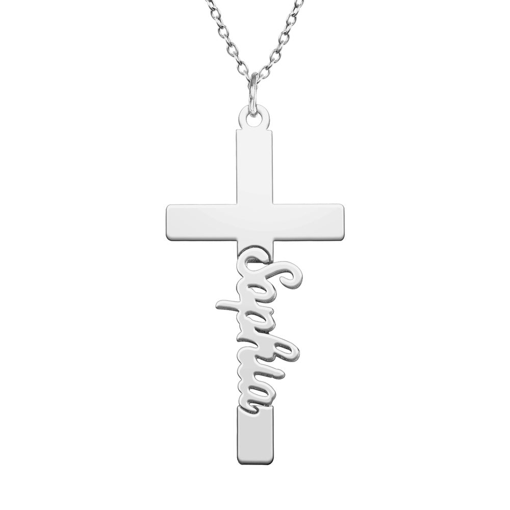 Personalized Cross Name Necklace with Chain Included