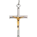 TWO TONE Slim-Bar Crucifix Pendant