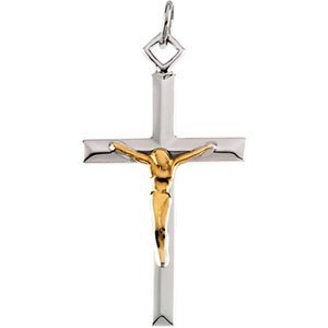 TWO TONE Slim-Bar Crucifix Pendant