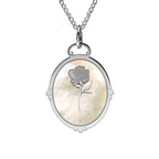 Personalized Birth Flower Ornate Oval Necklace