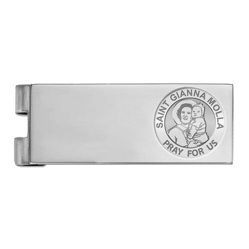 Stainless Steel Engravable Saint Gianna Beretta Molla Money Clip