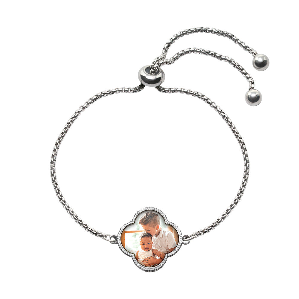 Adjustable Clover Photo Bracelet