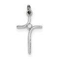 Sterling Silver Rhodium-plated Cross with CZ Center Pendant