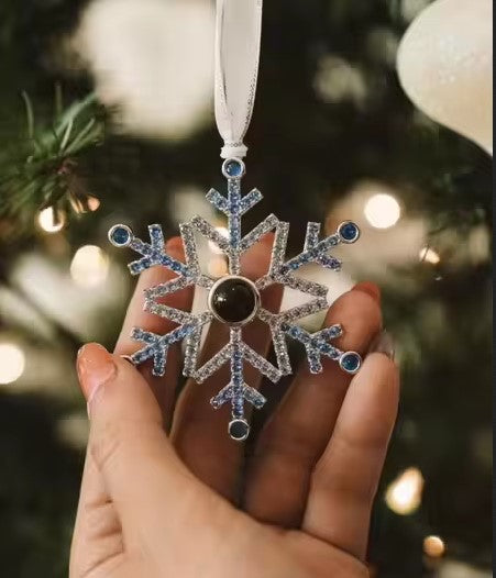 Photo Projection Blue Snow Flake Tree ornament