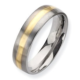 Titanium 14K Gold Inlay Approx. 0.24 Inch Brushed Wedding Band