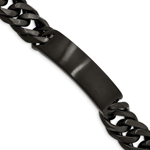 Custom Engraved Stainless Steel Men's Black ID Bracelet