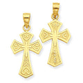14k Yellow Gold Reversible "God Loves" Cross Pendant