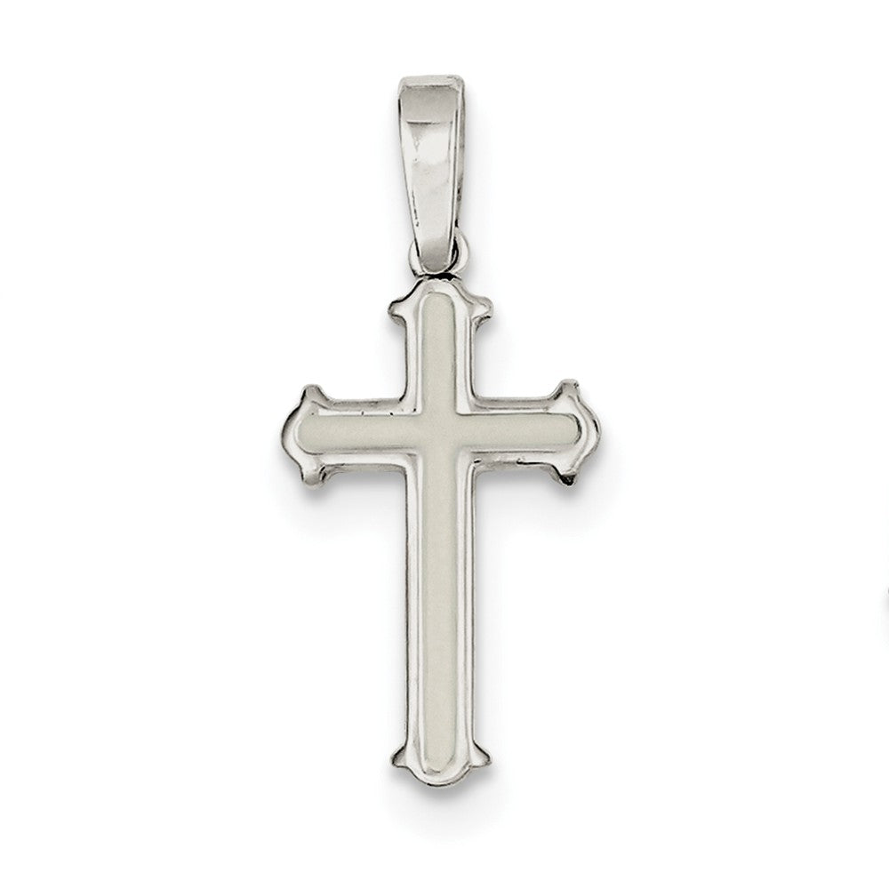 Sterling Silver Polished Matte Center Finish Cross Pendant