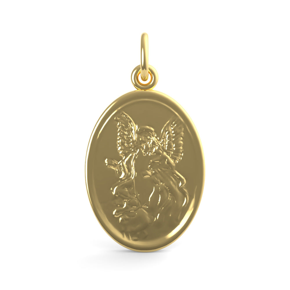 Guardian Angel Oval Disc Charm