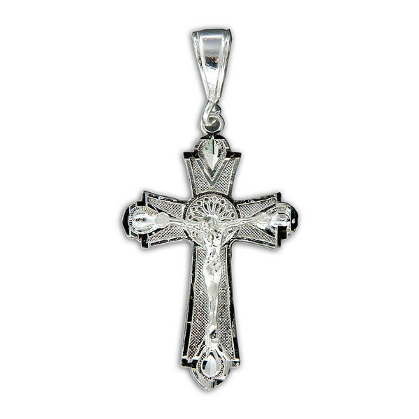 Sterling Silver Sunburst-Center Crucifix Pendant