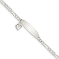Custom Engraved Sterling Silver Women's Heart Charm ID Bracelet