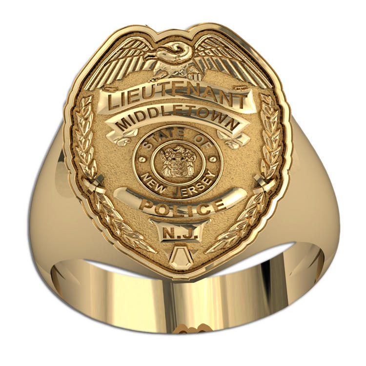 New Jersey Personalized Lieutenant Badge Ring with Department