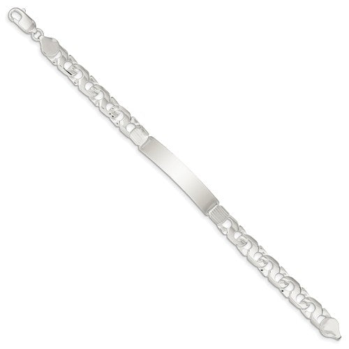 Custom Engraved Sterling Silver Men's Fancy Link ID Bracelet
