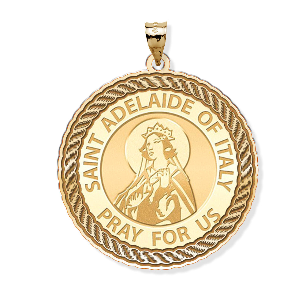 Saint Adelaide of Italy Round Rope Border Religious Medal