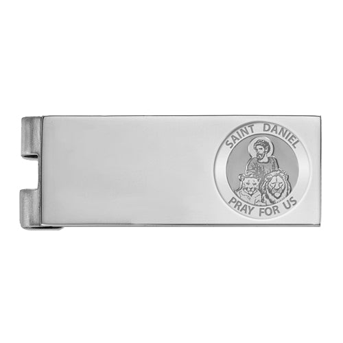 Stainless Steel Engravable Saint Daniel Money Clip