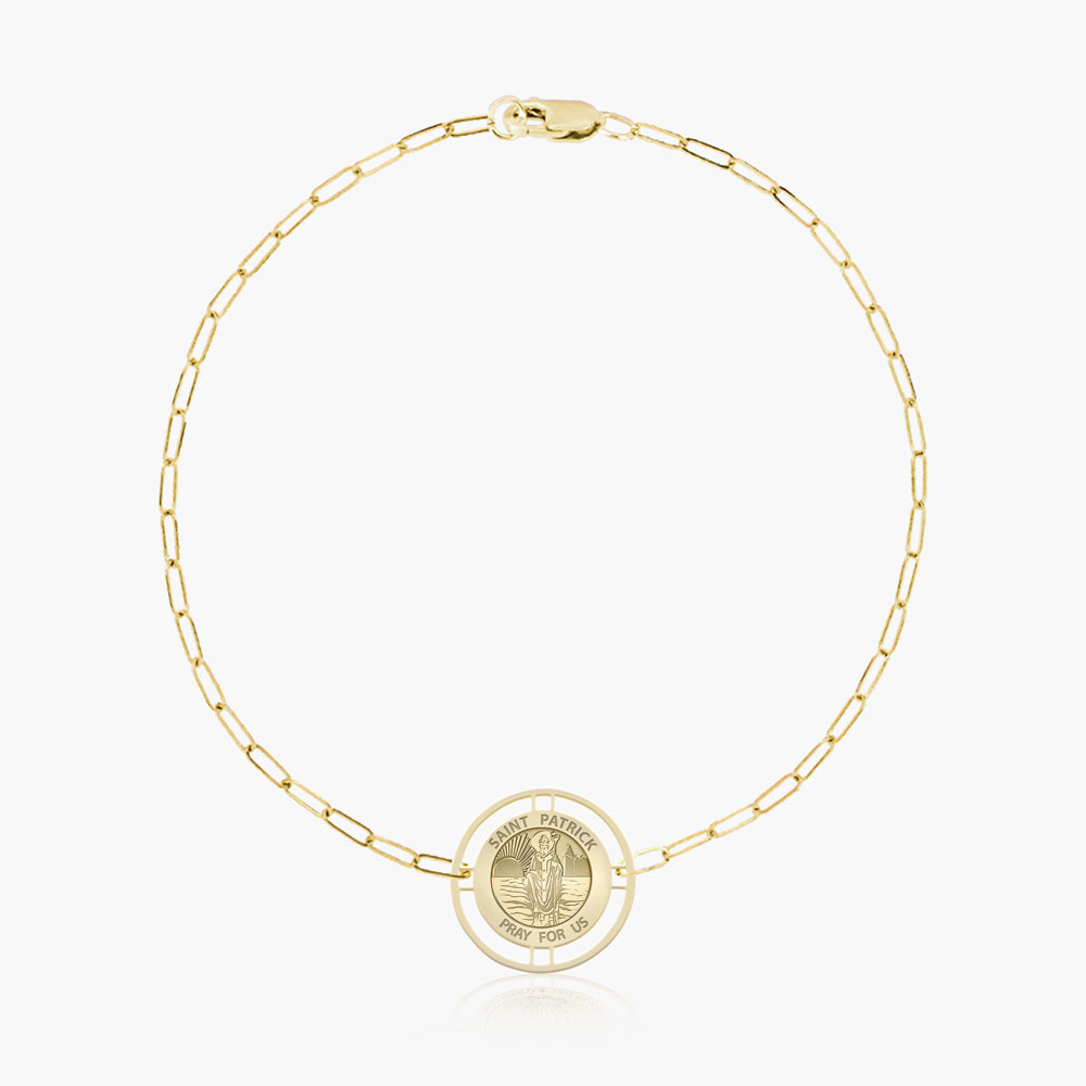 Round Saint Patrick with Open Border Paperclip Bracelet