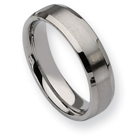 Stainless Steel Beveled Edge Approx. 0.24 Inch Brushed and Polished Wedding Band — original PicturesOnGold photograph 1