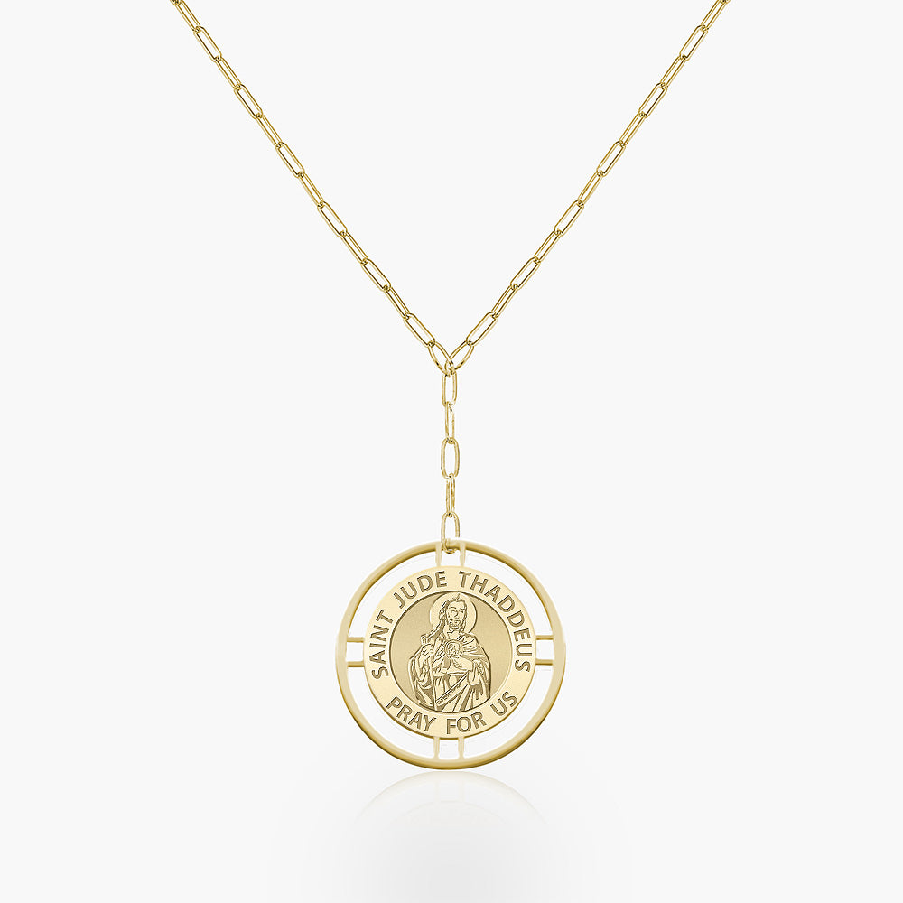 Round Saint Jude Medal with Open Border Necklace