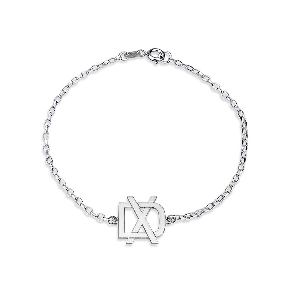 Exclusive Monogram Overlapping Initial  Bracelet w/ Chain Extender