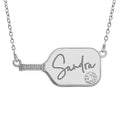 Personalized CZ Pickleball Pendant with Name