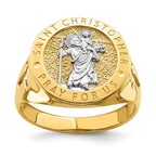 14K with Rhodium Saint Christopher Ring