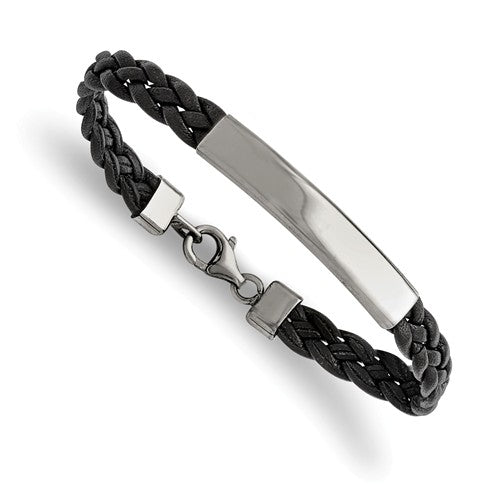 Custom Engraved Stainless Steel Children's Leather ID Bracelet