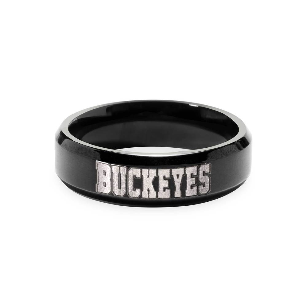 Officially Licensed Ohio State University College Black Stainless Ring