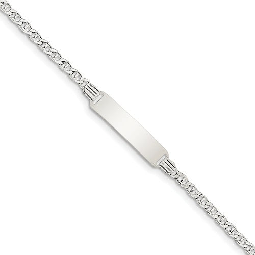 Custom Engraved Sterling Silver Children's Anchor Link ID Bracelet