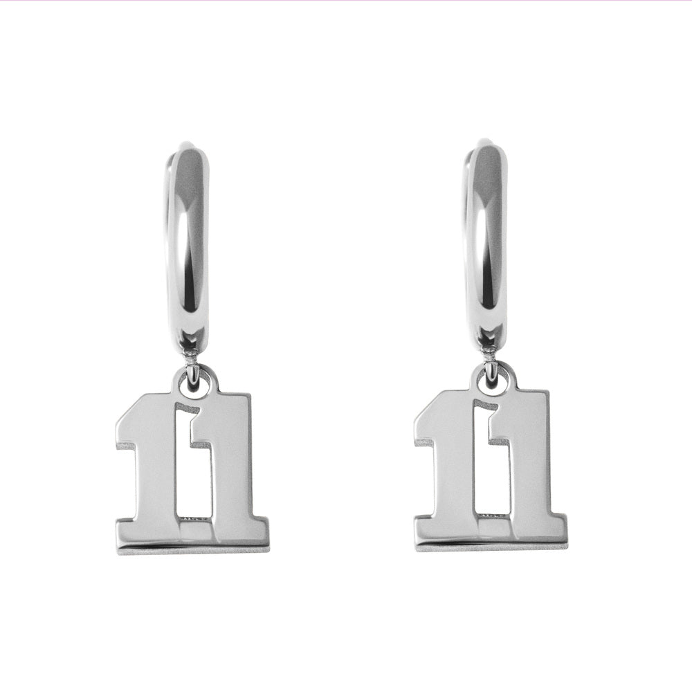 Pair of Sports Number Huggie Earrings