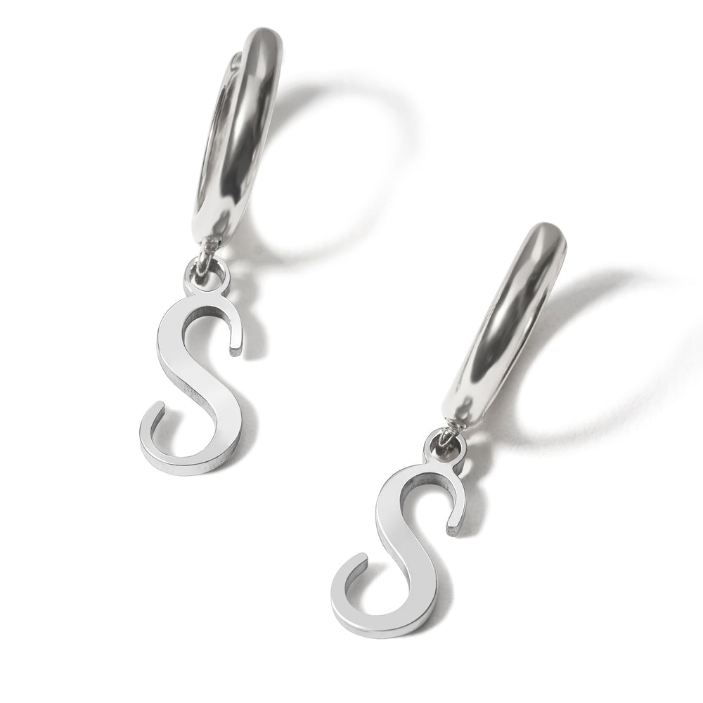 Pair of Initial Script Huggie Earrings