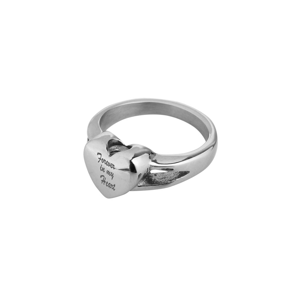 Silver Heart Cremation and Ash Ring