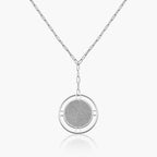Round Fingerprint Pendant with Open Border Paperclip Necklace