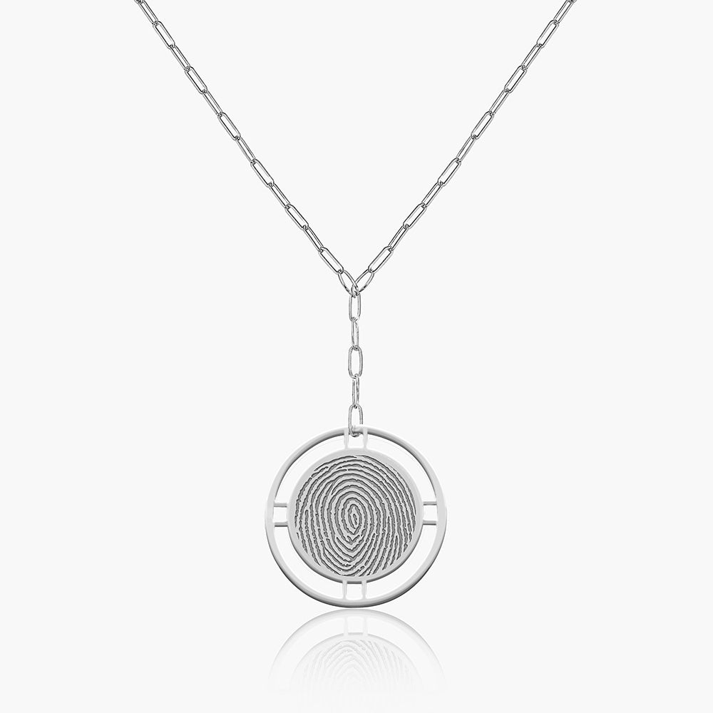 Round Fingerprint Pendant with Open Border Paperclip Necklace