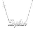 Personalized Cross Charm Name Necklace