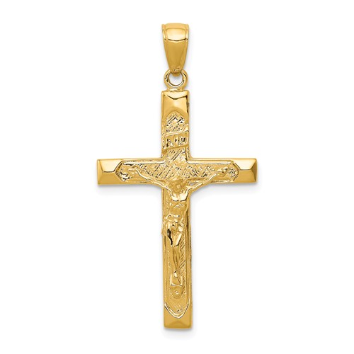 14K Textured-Arm Crucifix Pendant