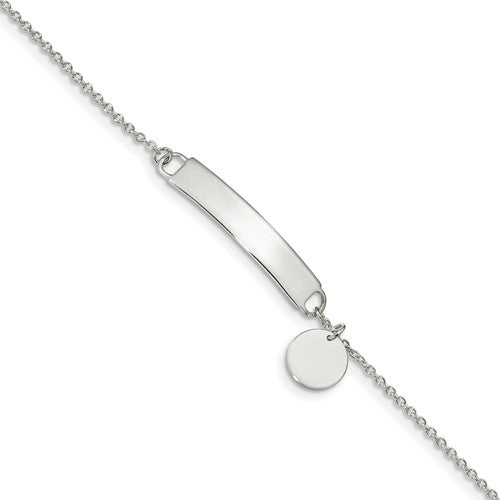 Custom Engraved Sterling Silver Women's Round Charm ID Bracelet