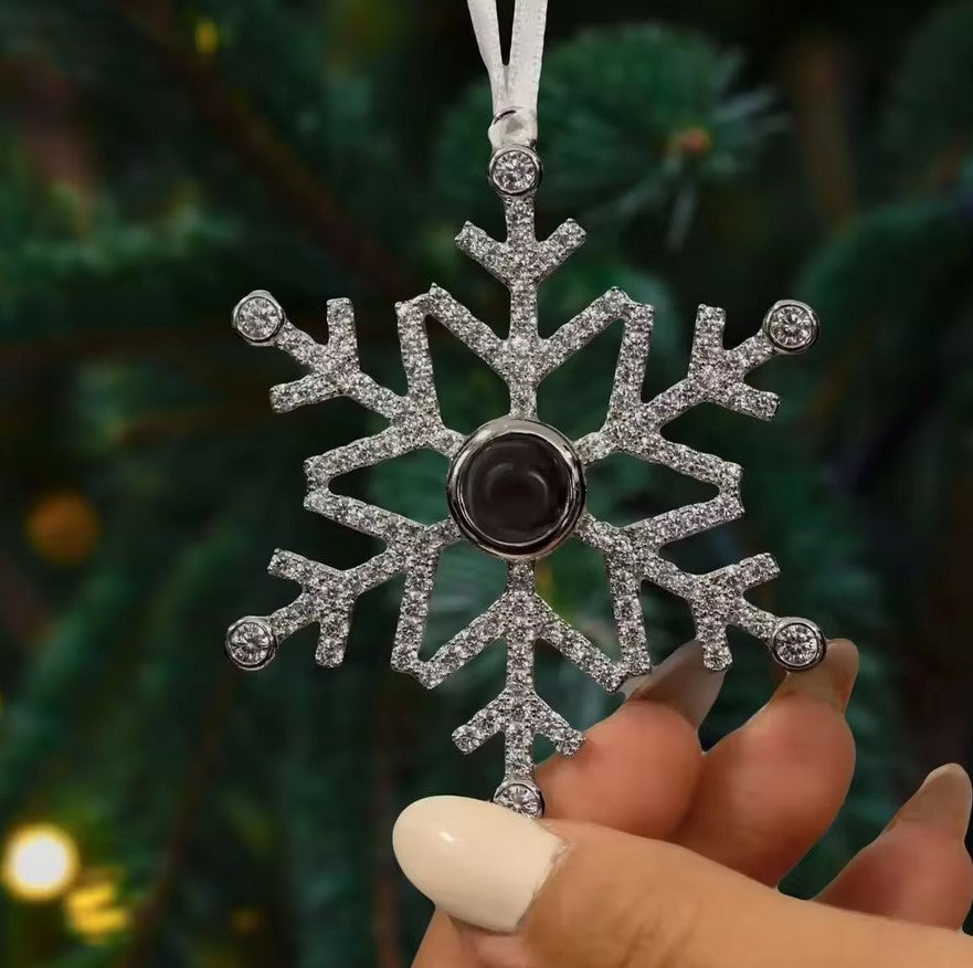 Photo Projection Snow Flake Tree Ornament