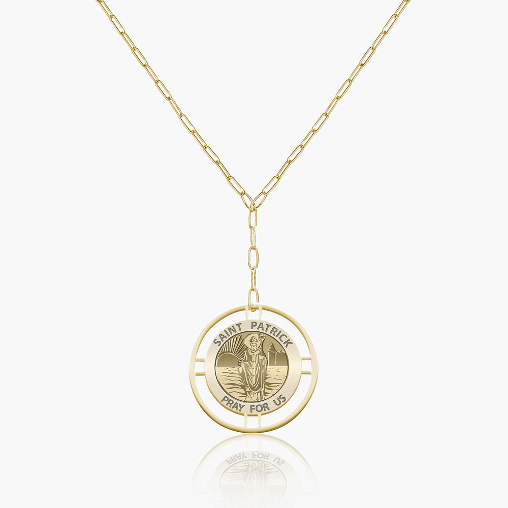 Round Saint Patrick Medal with Open Border Necklace