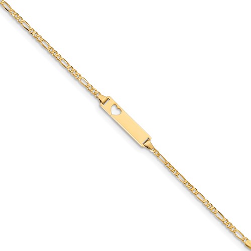 14K Yellow Gold Children's Heart Cutout ID Bracelet