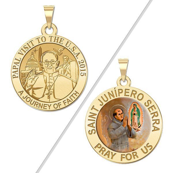 Double Sided Saint Junipero Serra & Pope Francis Papal Visit Washington Dc Religious Medal