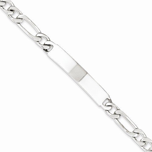 Custom Engraved Sterling Silver Men's Figaro Link ID Bracelet