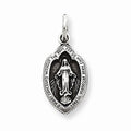 Sterling Silver Antiqued Miraculous Medal Pendant