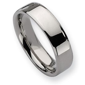Stainless Steel Beveled Edge Approx. 0.24 Inch Polished Wedding Band