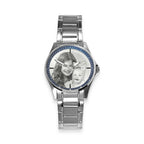 Men's Hologram Photo Stainless Watch Blue Dial